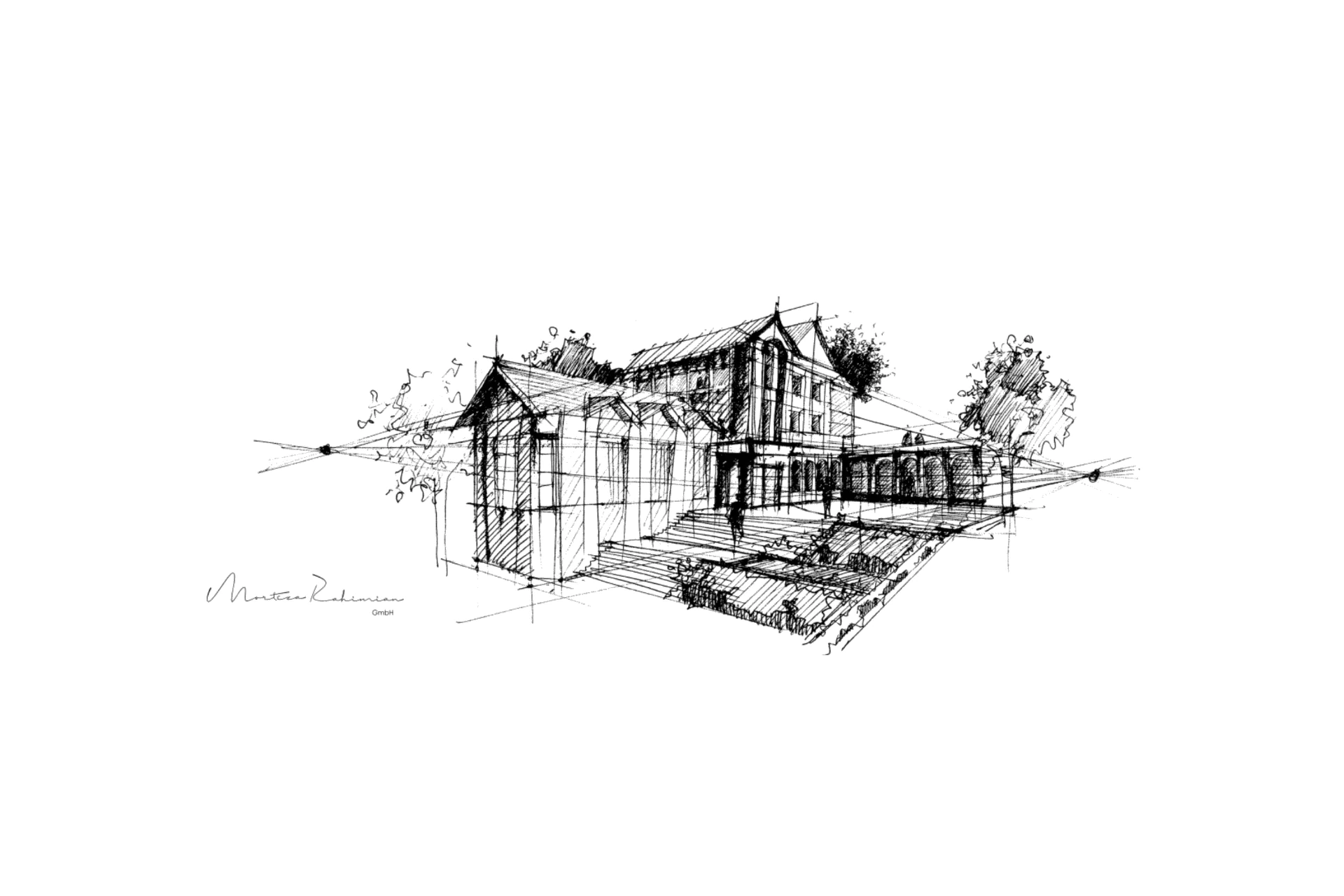Ferienhaus Teheran: klassisch geprägte Villa mit Innenhof, Brunnen und Gartenanlage, Entwurf MR Architekten