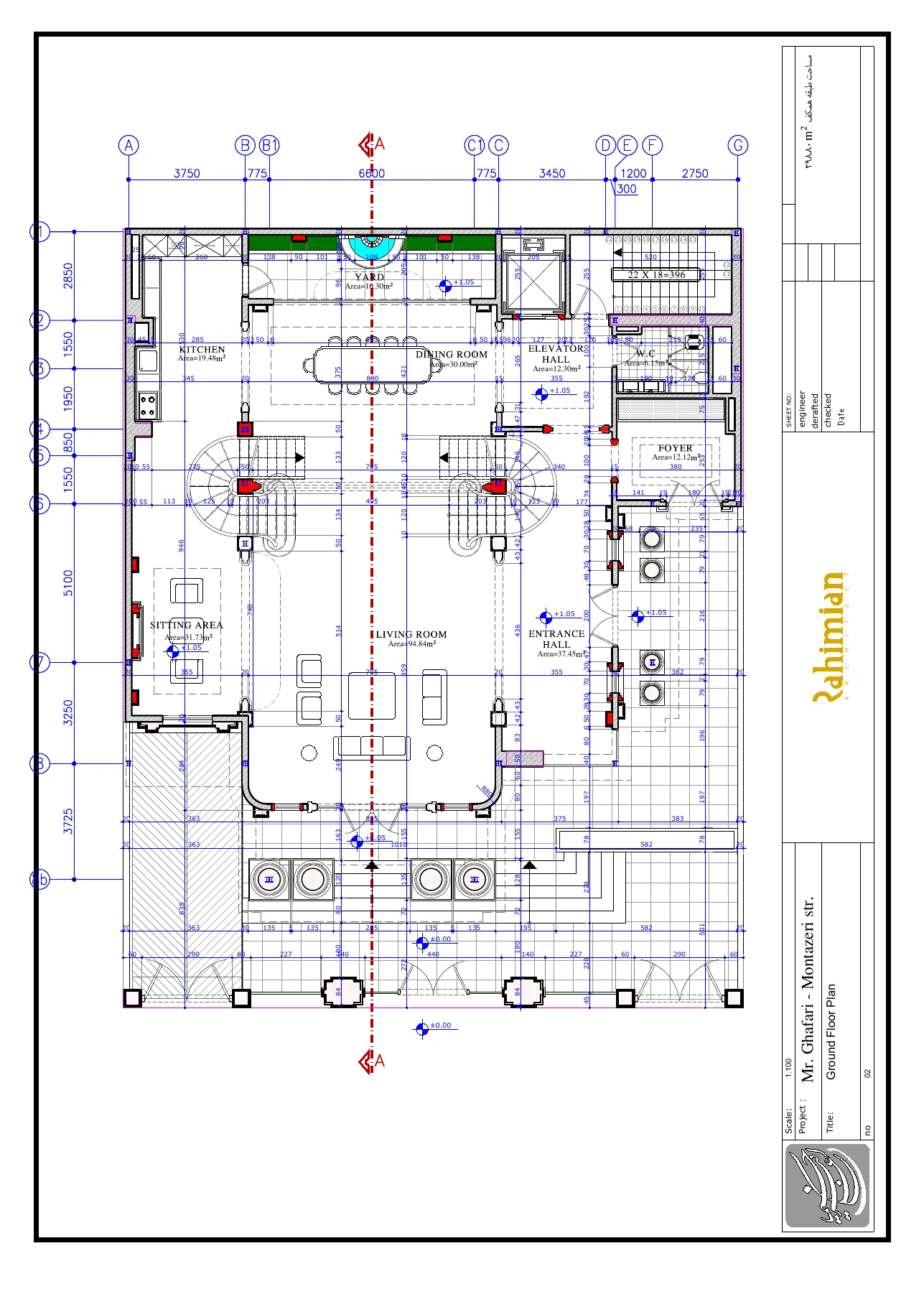 Stadtvilla Ghaffari – Planzeichnung