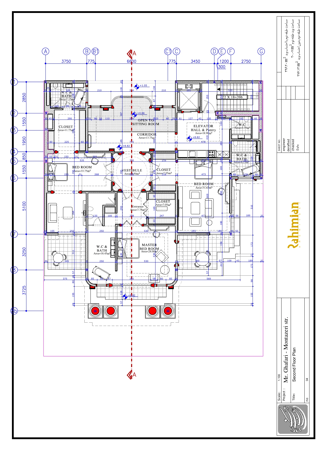 Stadtvilla Ghaffari – Planzeichnung